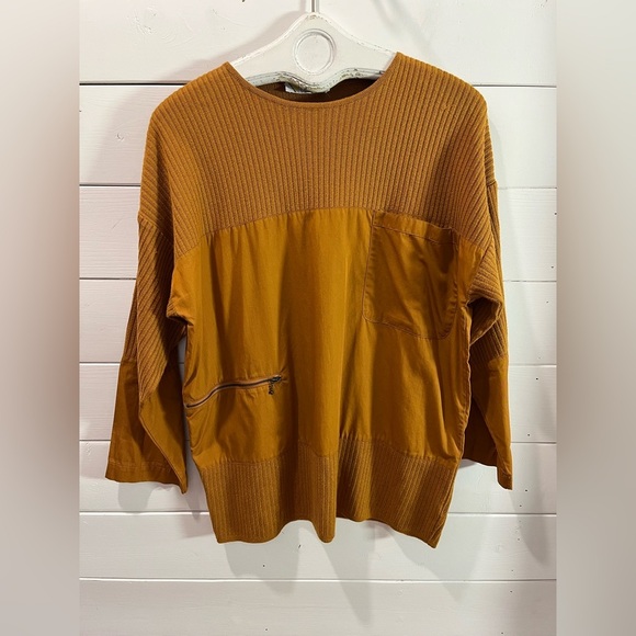 💛 LAURÈL – Bi-Material Mustard Top (Size 38) - Picture 2 of 13